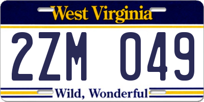WV license plate 2ZM049