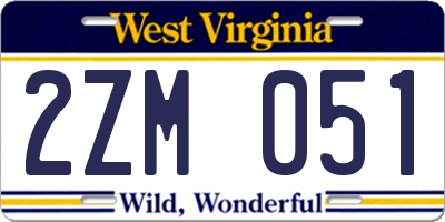 WV license plate 2ZM051