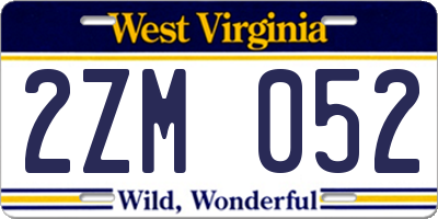 WV license plate 2ZM052