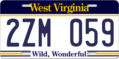 WV license plate 2ZM059