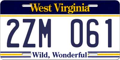 WV license plate 2ZM061