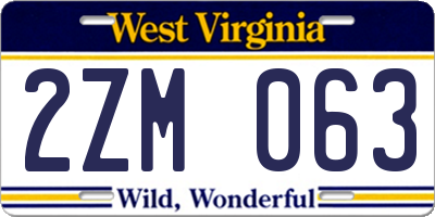 WV license plate 2ZM063