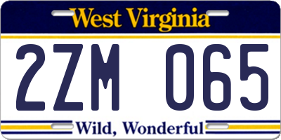 WV license plate 2ZM065