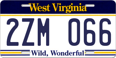 WV license plate 2ZM066