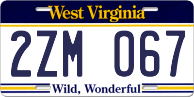 WV license plate 2ZM067