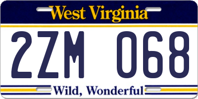 WV license plate 2ZM068