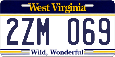 WV license plate 2ZM069