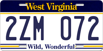 WV license plate 2ZM072