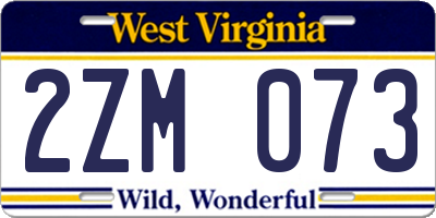 WV license plate 2ZM073