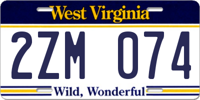 WV license plate 2ZM074