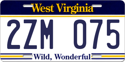 WV license plate 2ZM075