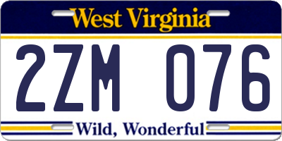 WV license plate 2ZM076