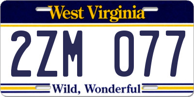 WV license plate 2ZM077