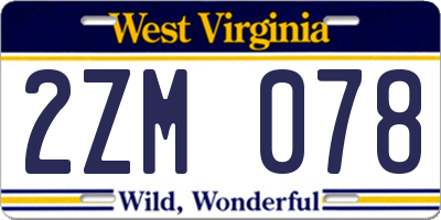 WV license plate 2ZM078