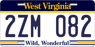 WV license plate 2ZM082