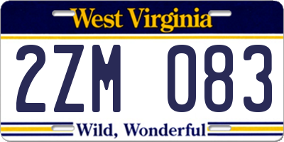 WV license plate 2ZM083