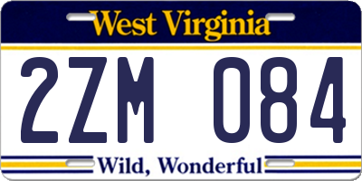 WV license plate 2ZM084