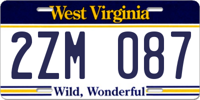 WV license plate 2ZM087