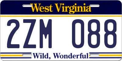 WV license plate 2ZM088