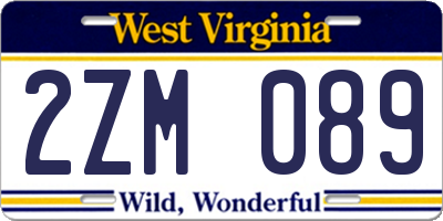 WV license plate 2ZM089