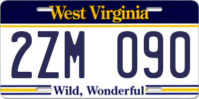 WV license plate 2ZM090