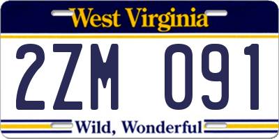 WV license plate 2ZM091