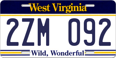 WV license plate 2ZM092