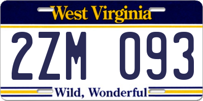 WV license plate 2ZM093
