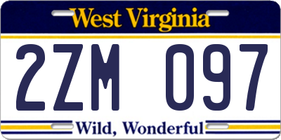WV license plate 2ZM097