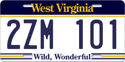 WV license plate 2ZM101