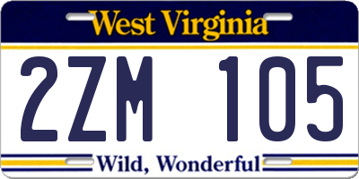 WV license plate 2ZM105