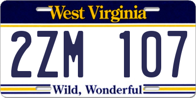 WV license plate 2ZM107