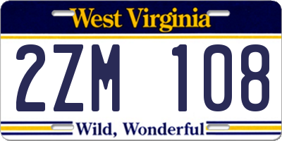 WV license plate 2ZM108