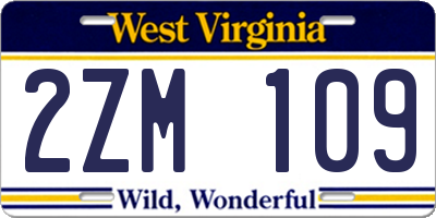 WV license plate 2ZM109