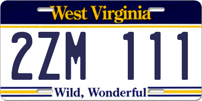 WV license plate 2ZM111