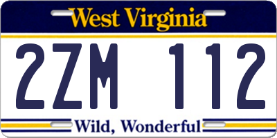 WV license plate 2ZM112