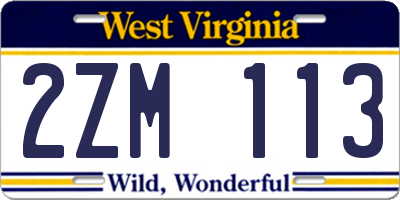 WV license plate 2ZM113