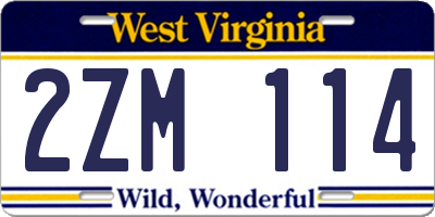 WV license plate 2ZM114