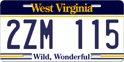 WV license plate 2ZM115