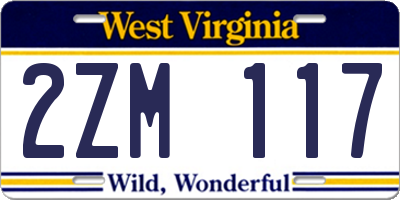 WV license plate 2ZM117