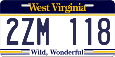 WV license plate 2ZM118