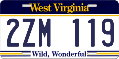 WV license plate 2ZM119