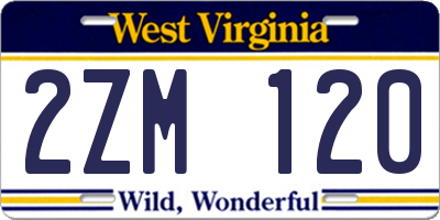 WV license plate 2ZM120