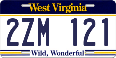 WV license plate 2ZM121
