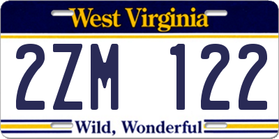 WV license plate 2ZM122