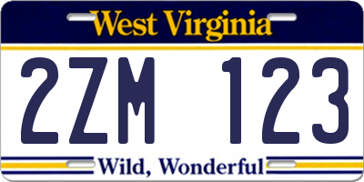 WV license plate 2ZM123