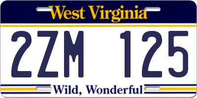 WV license plate 2ZM125