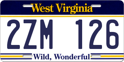 WV license plate 2ZM126