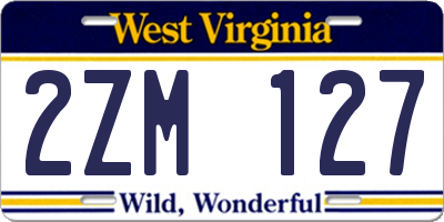WV license plate 2ZM127