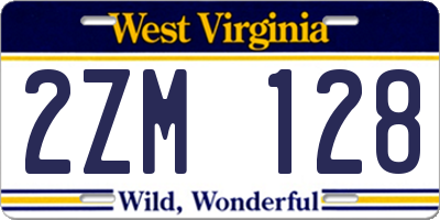WV license plate 2ZM128